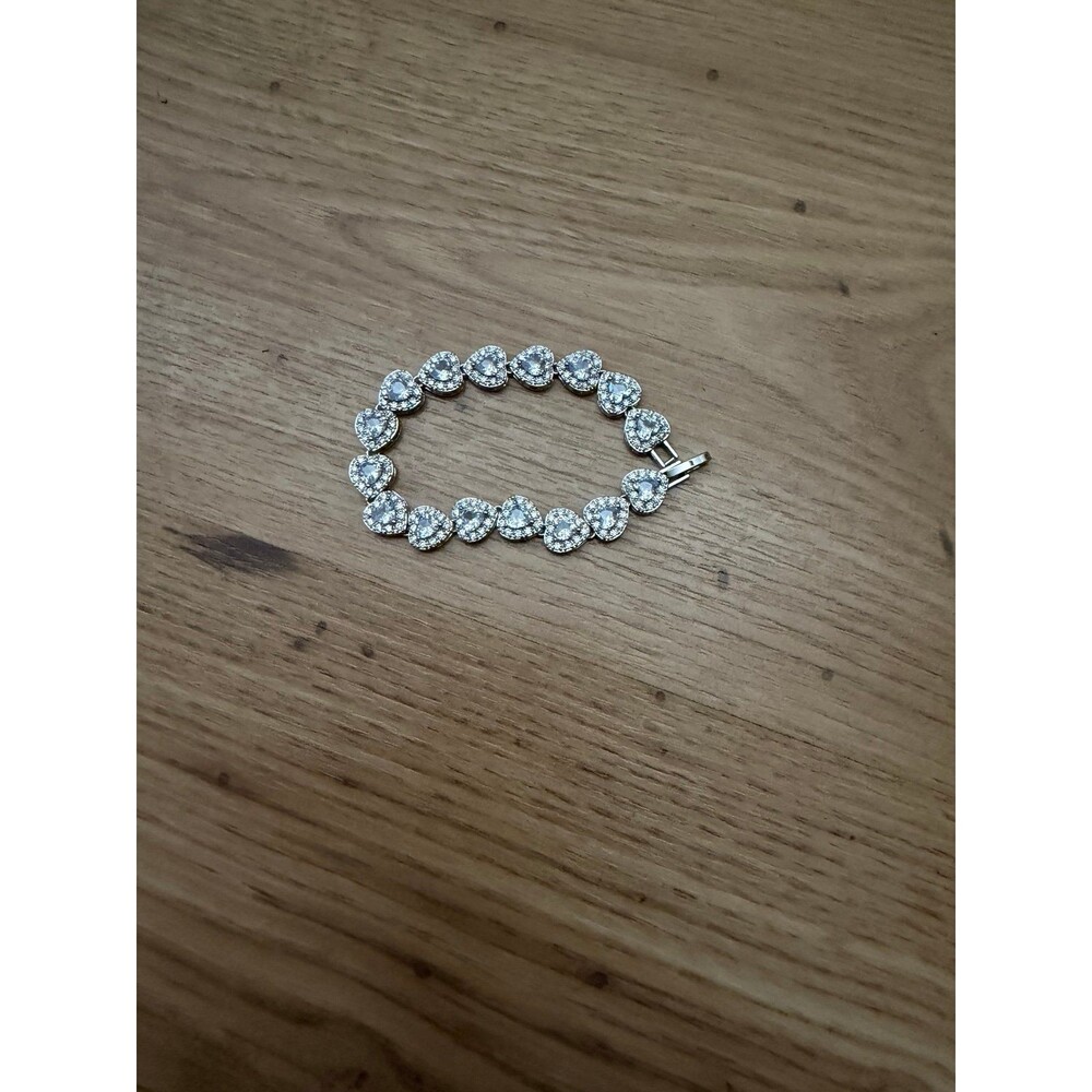 Silver CZ Heart Shape Tennis Bracelet